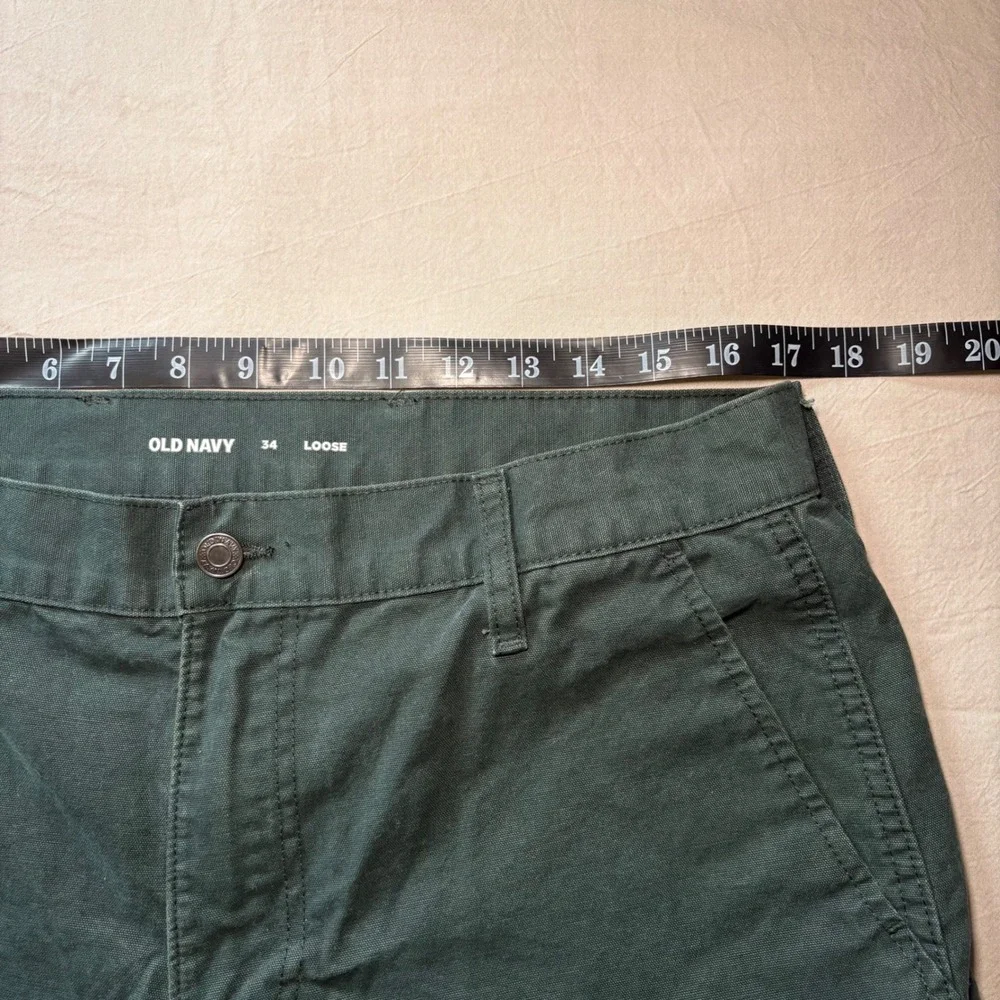 Old Navy Mens 34 Loose Fit Carpenter Shorts Forest‎ Green Cotton Canvas Utility - Picture 5 of 6
